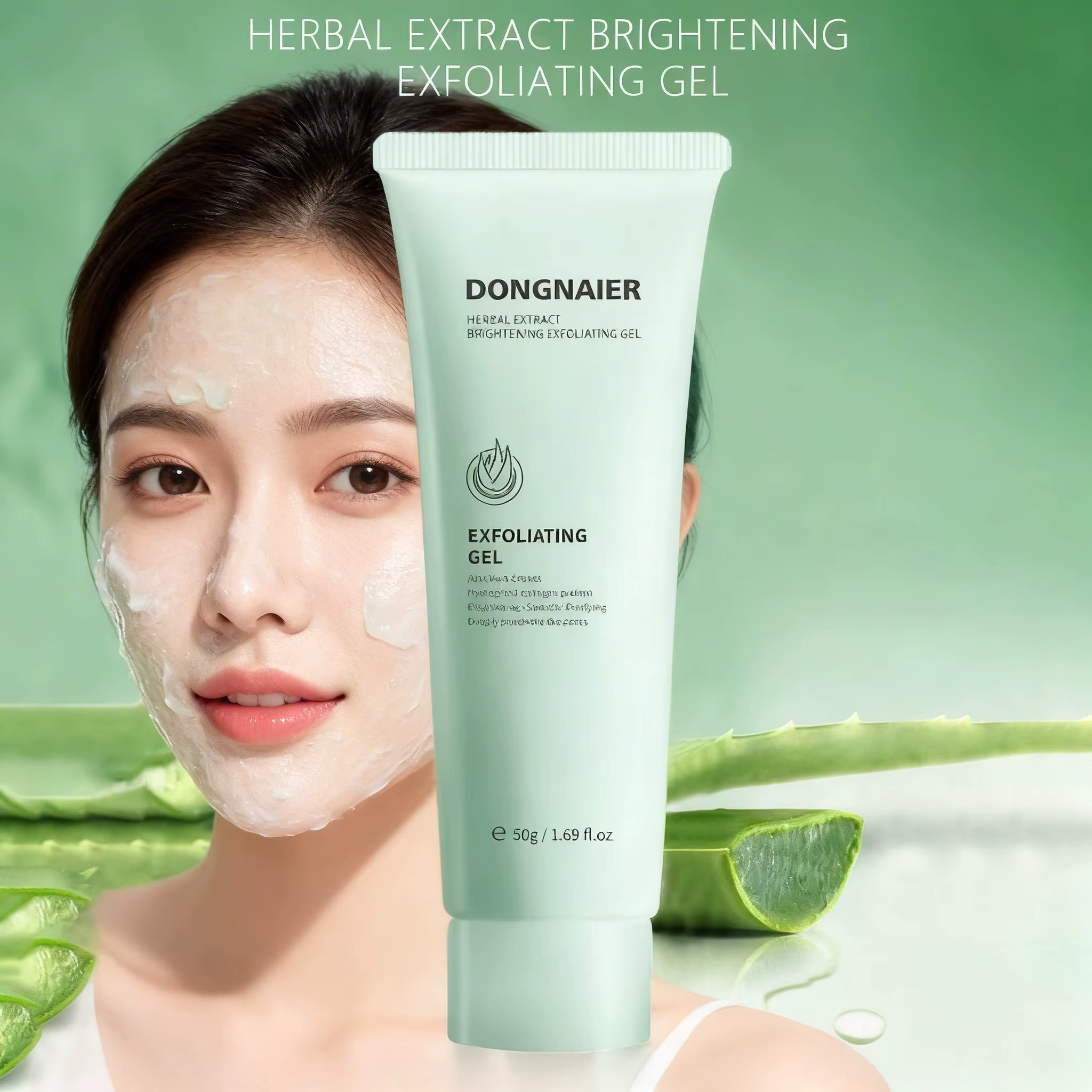 Gel exfoliant aux herbes pour un nettoyage en profondeur de la peau, exfolie, hydrate et illumine le