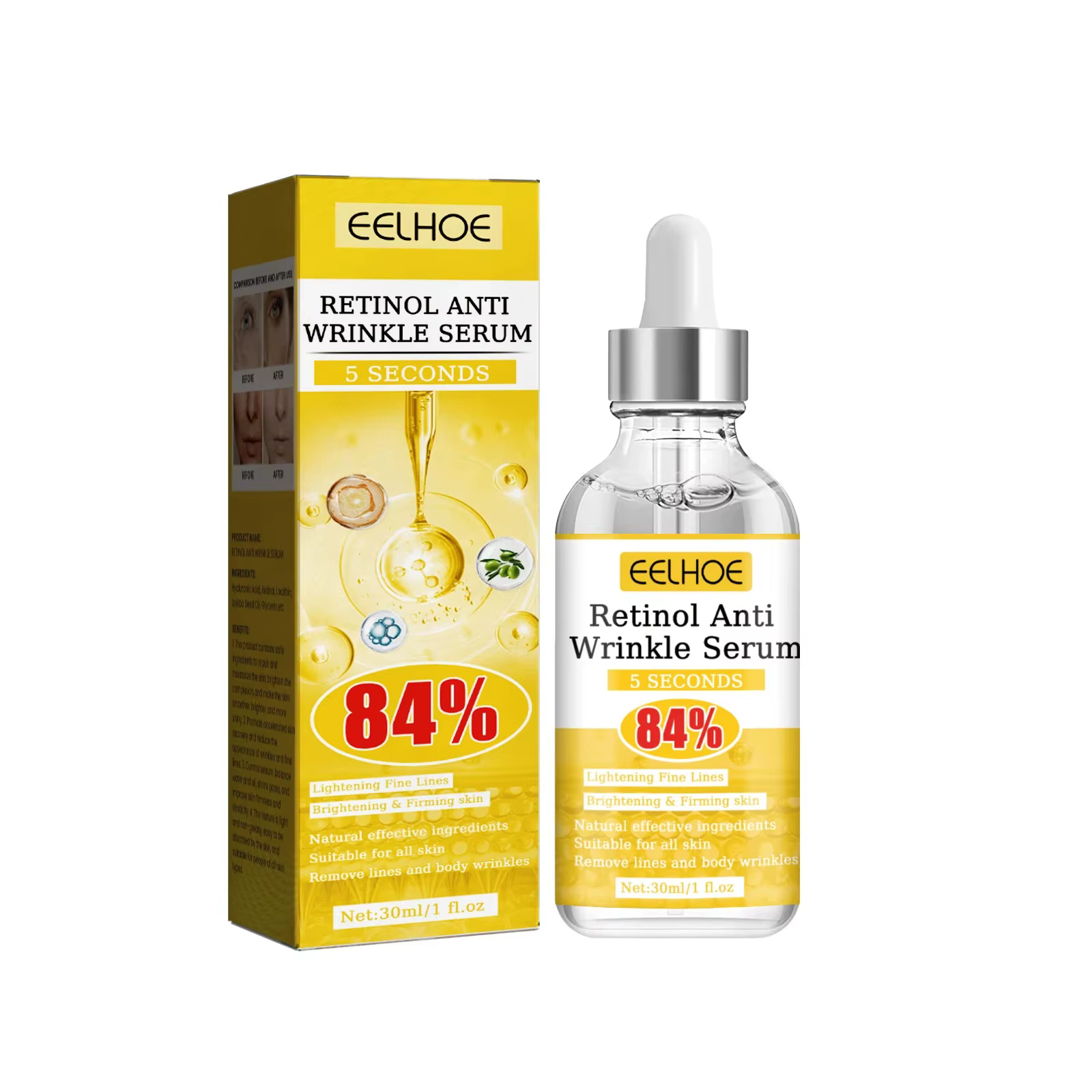 Sérum facial anti-déformable au rétinol, essence d'acide hyaluronique pur, anti-âge, lifting du visa