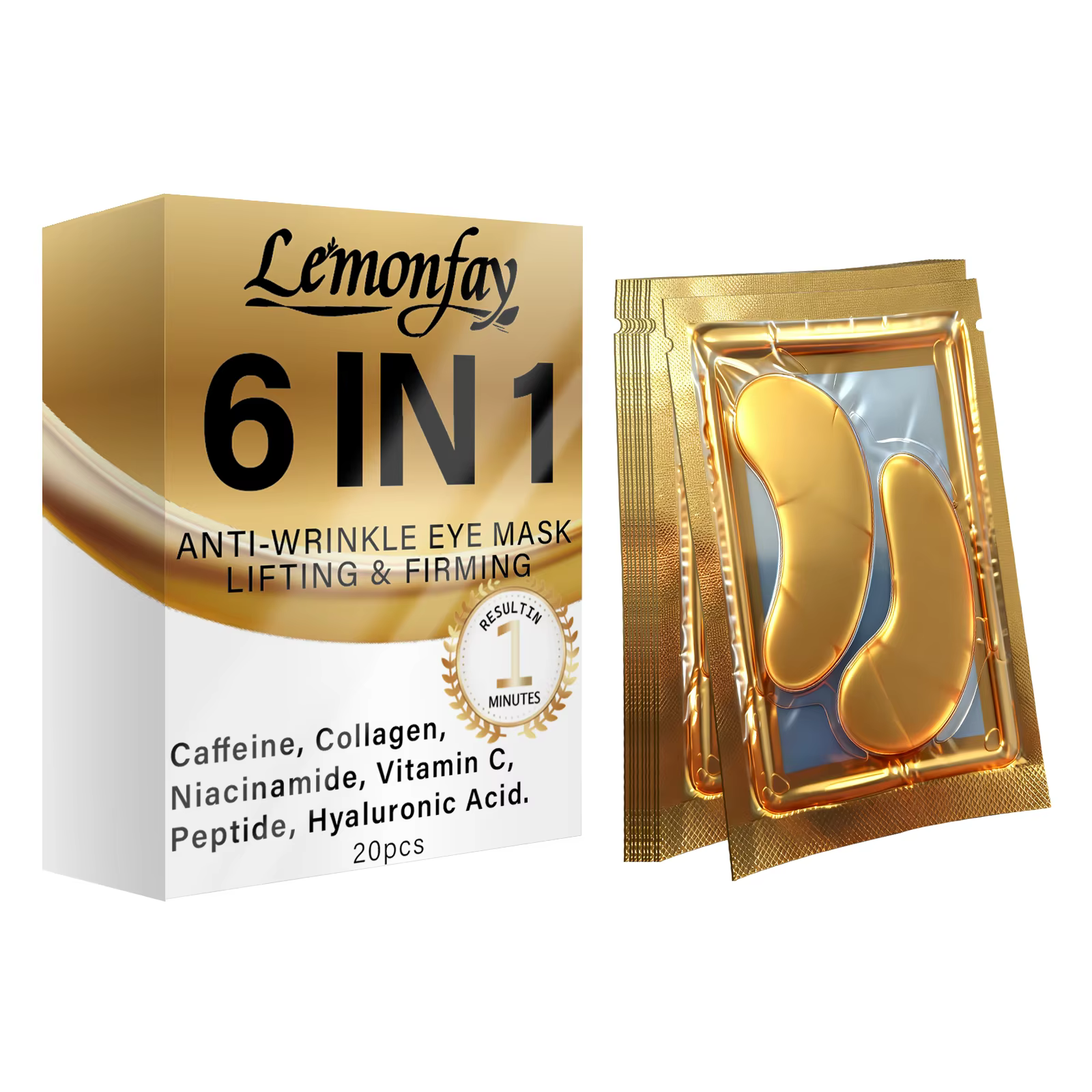 Masque pour les yeux anti-rides 6 en 1, patchs raffermissants pour le contour des yeux en 1 minute a