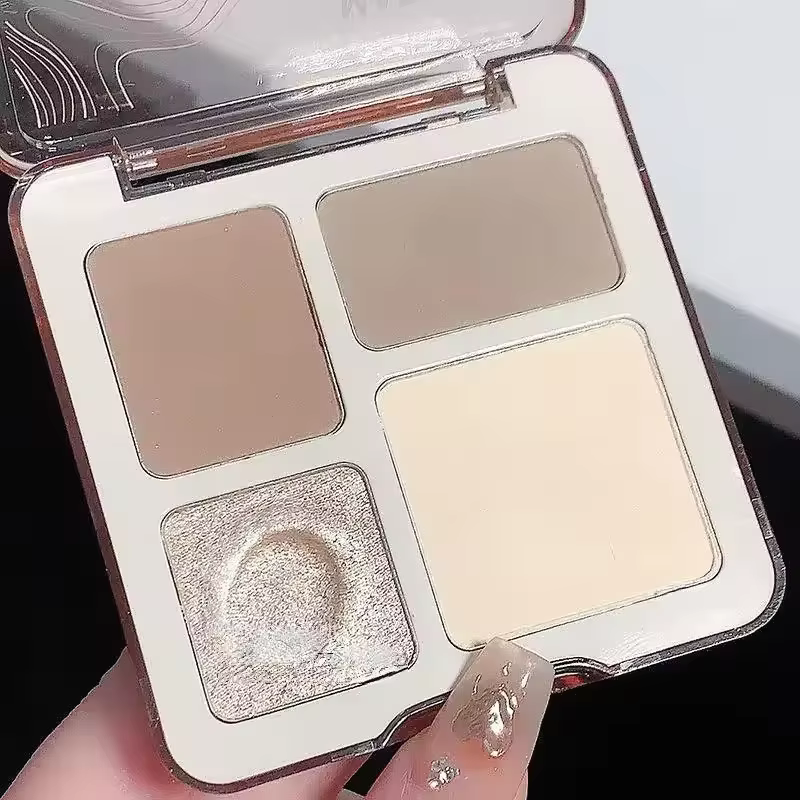 Palette de contour de reflets tridimensionnels pour le visage, quatre couleurs, cosmétiques de conto