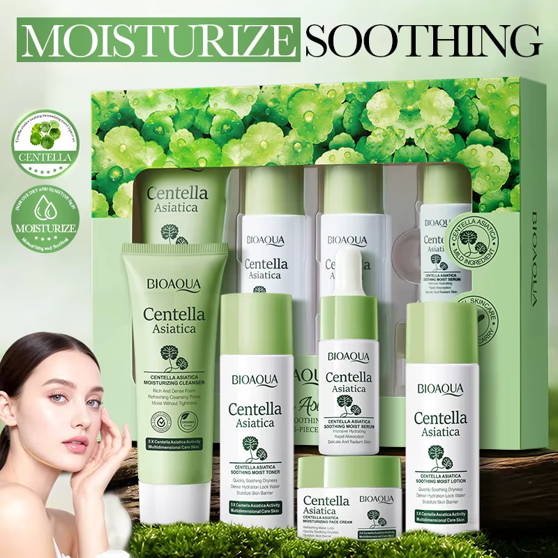 5 pièces/ensemble BIOAQUA Centella Asiatica, ensembles de soins de la peau, nettoyant visage hydrata