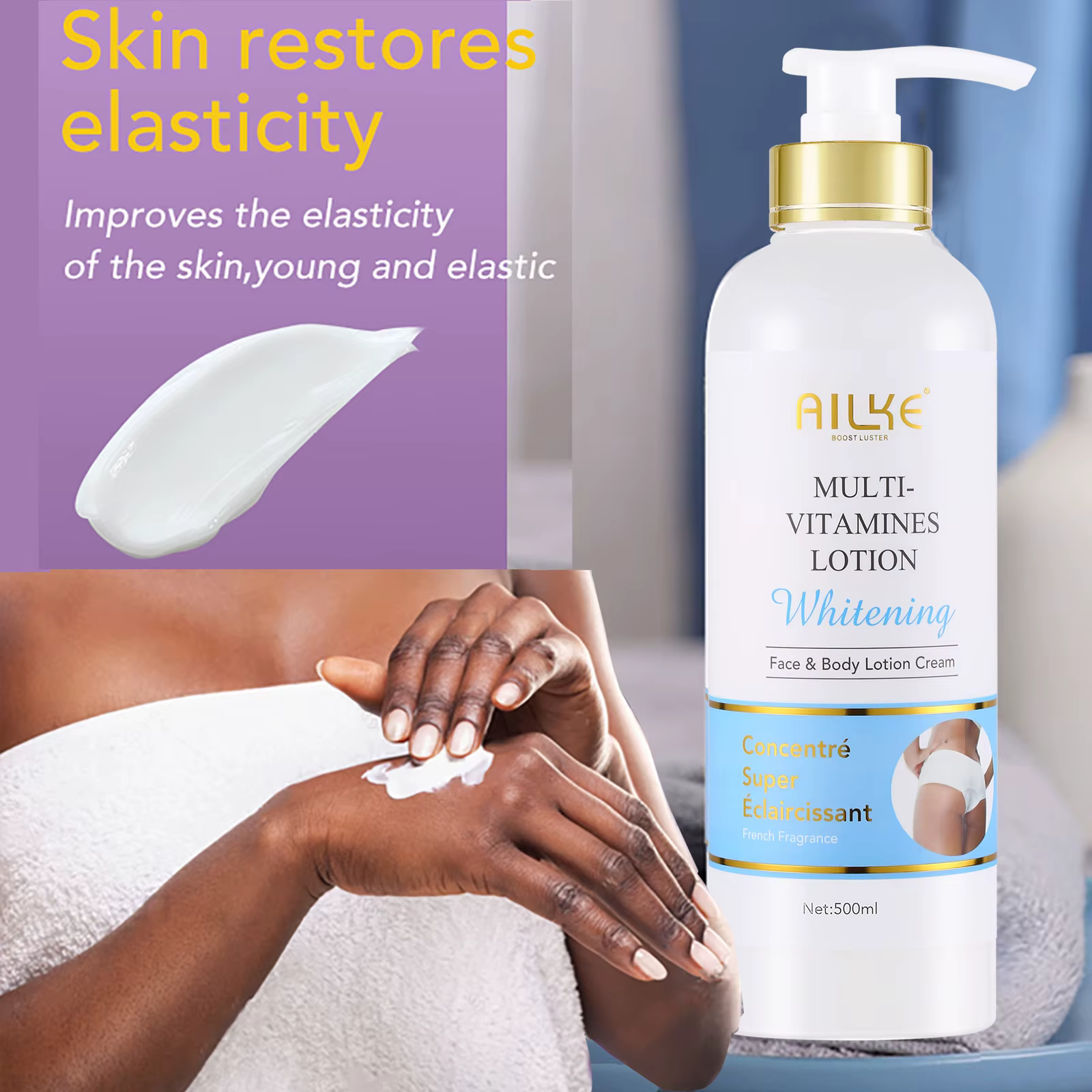 Lotion corporelle multi-vitaminée AILKE, éclaircit, illumine, élimine les taches brunes, l'hyperpigm