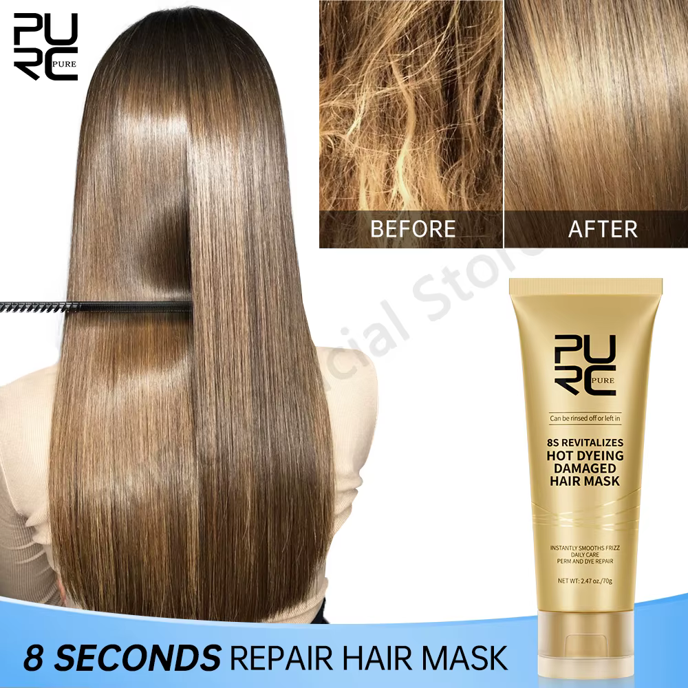 PURC 8 secondes masque capillaire lissant lissage kératine crème de traitement des cheveux réparatio