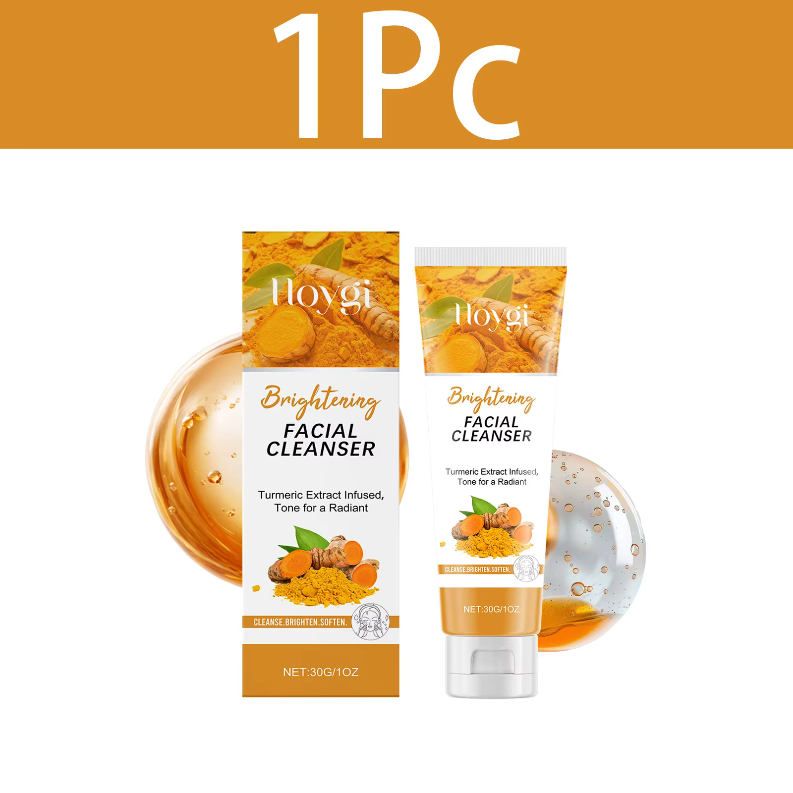 Nettoyant au Curcuma Hydratant Éclaircissant pour le Visage – Mousse Nettoyante Quotidienne pour la 