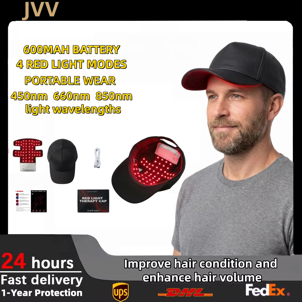 Casque de luminothérapie LED rouge JVV pour la repousse des cheveux, casque laser à diodes pour le t