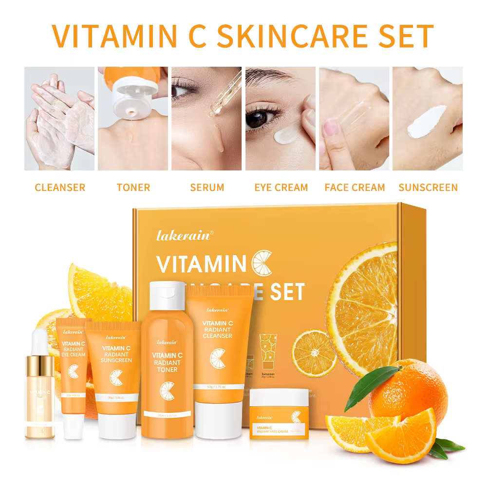 Ensemble de soins pour la peau à la vitamine C, nettoyage en profondeur, crème pour le visage, hydra