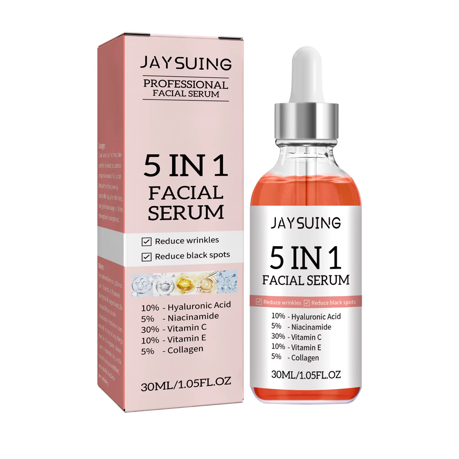 Sérum visage à l'acide hyaluronique 5 en 1, soin de la peau, hydratant, blanchissant, anti déformabl