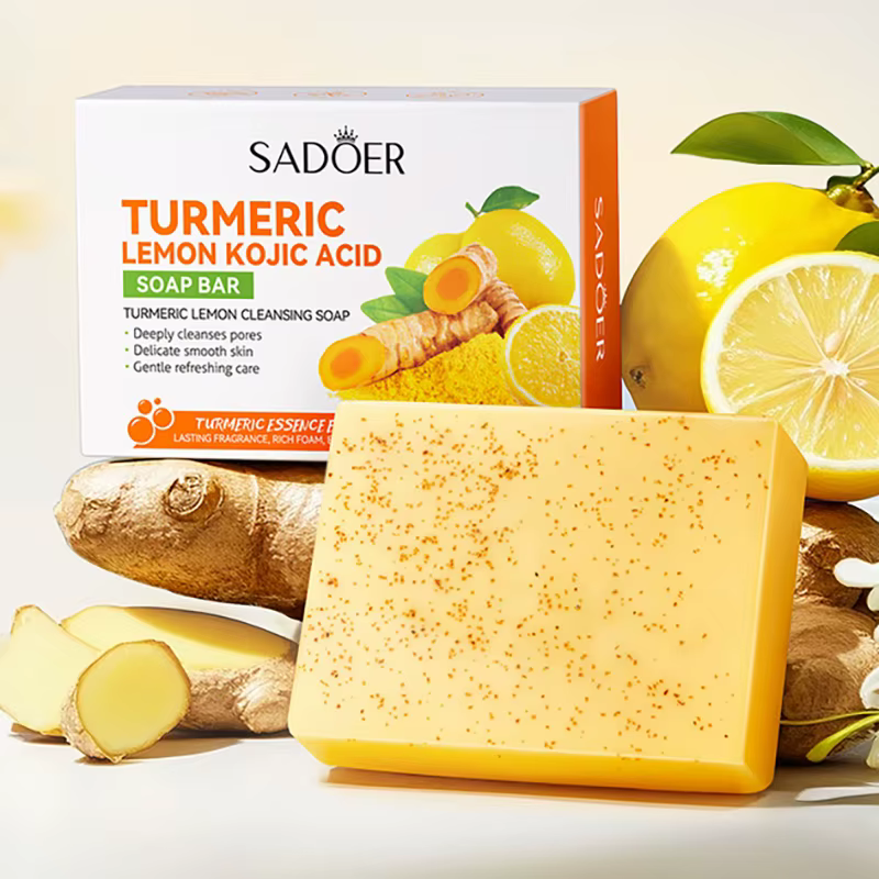 SADOER curcuma savon pour le visage blanchissant Anti-âge hydratant nettoyage en profondeur corps vi