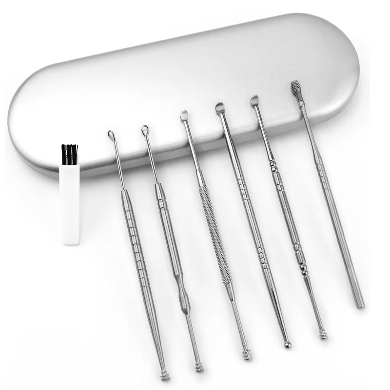 Nettoyeur d'oreilles en spirale portable en acier inoxydable, design compact et fin pour l'entretien