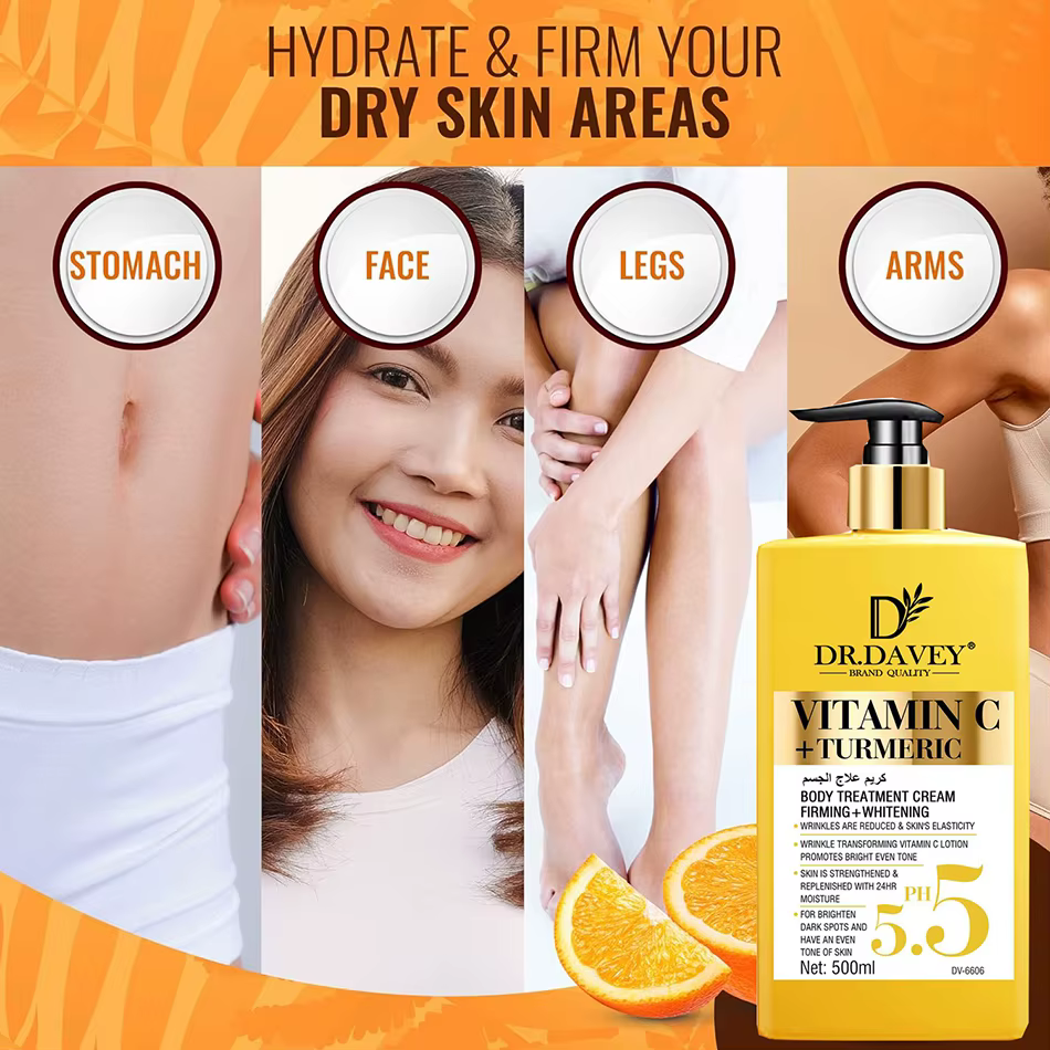 Crème éclaircissante pour le corps au curcuma à la vitamine C +. Crème anti-âge pour taches de vieil