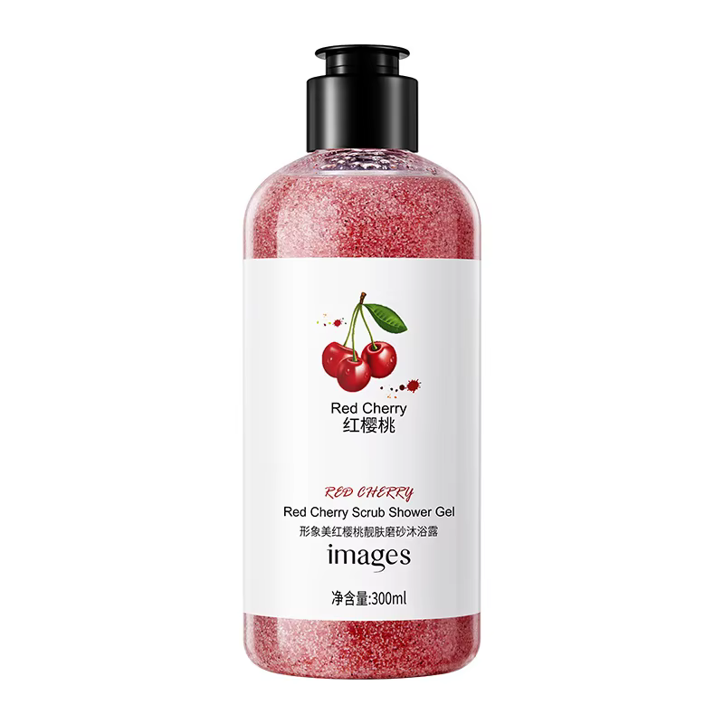 Gel douche exfoliant purifiant aux fruits frais 300ml, avec extrait de kiwi, extrait de cerise, extr