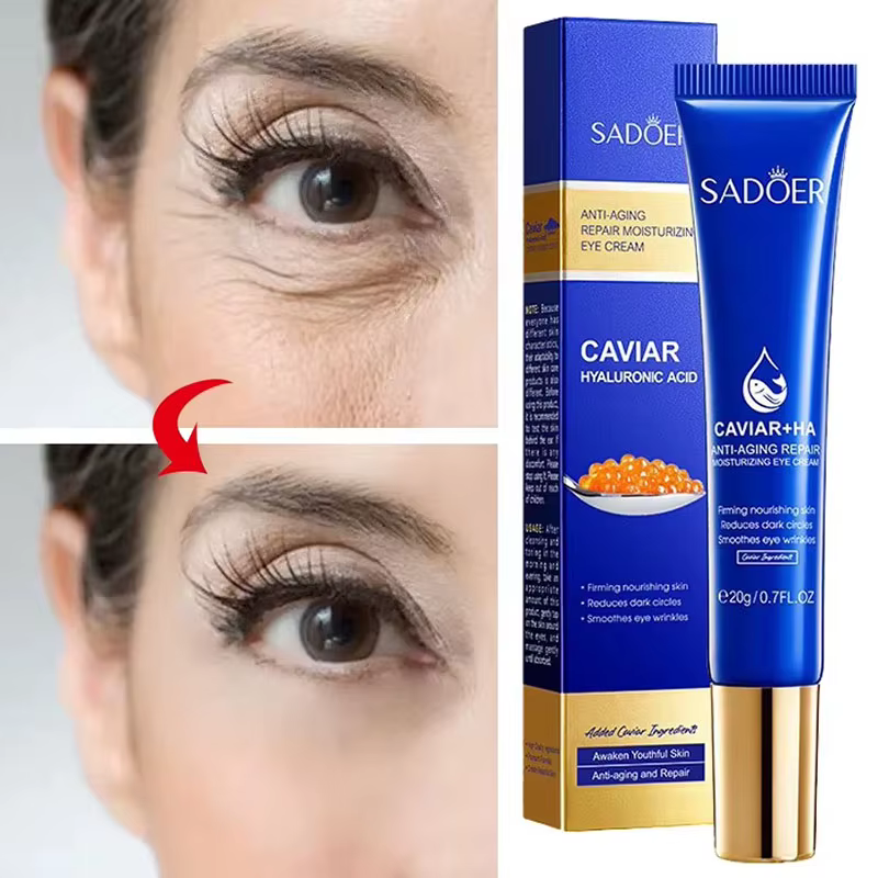 Crème anti-caviar pour les yeux, acide hyaluronique, Anti-rides, raffermissant, estompe la peau, rid