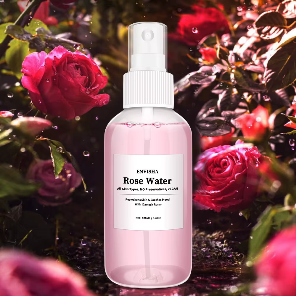 ENVISHA – eau de Rose pour le visage, Toner pour le visage, Essence de pétales de Rose organiques, s