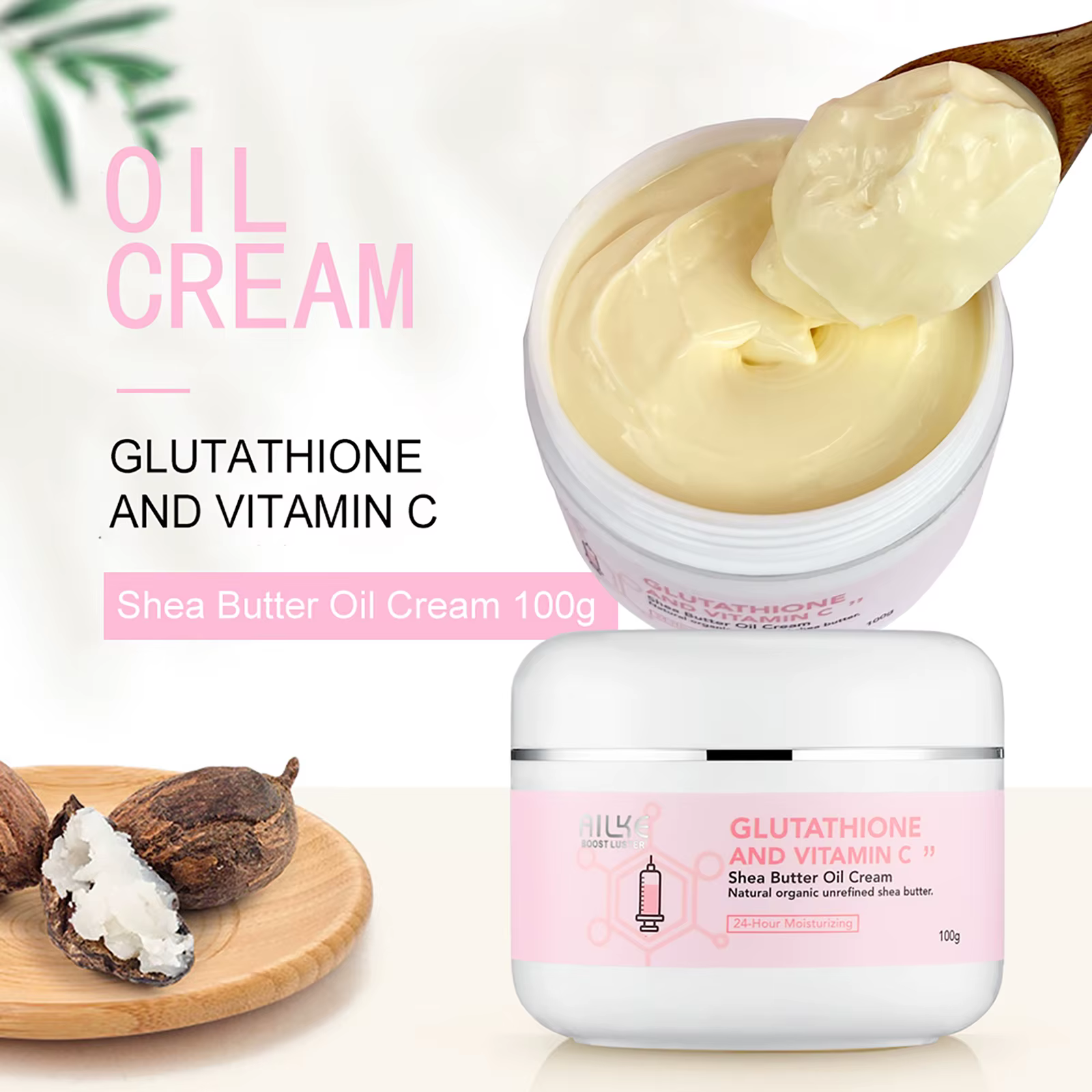 AILKE Crème blanchissante à l'huile de beurre de karité biologique, éclaircissante, hydratante, nour