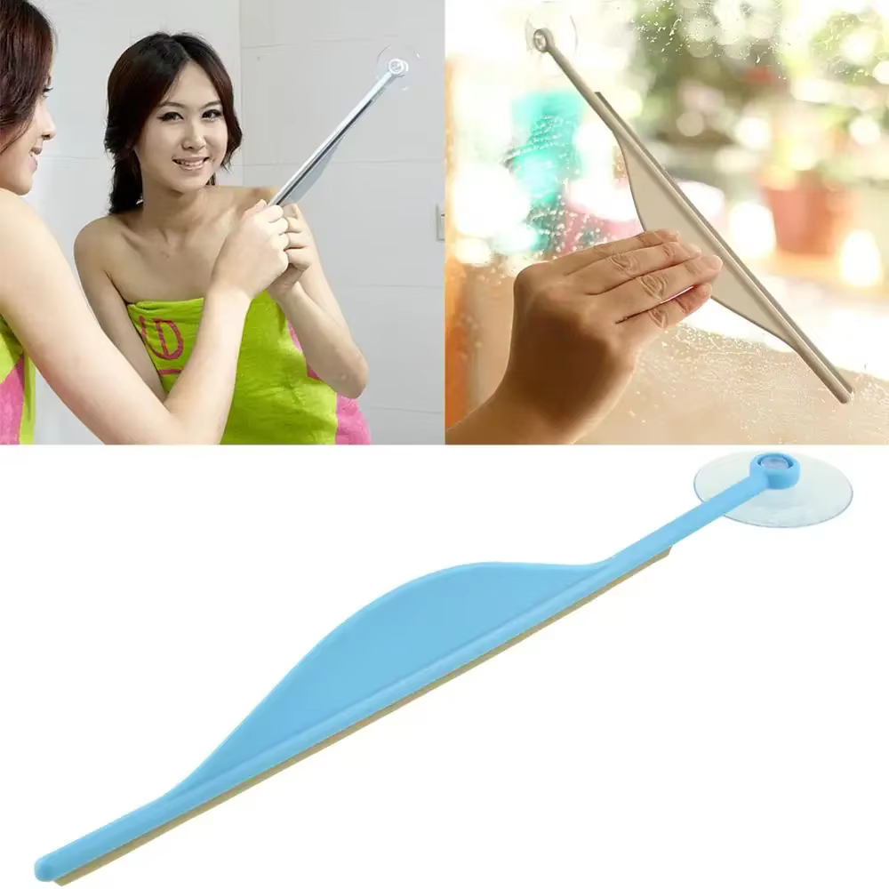 Nettoyeur de vitres et miroirs à vapeur créatif pour salle de bain, raclette plate pour salle de bai