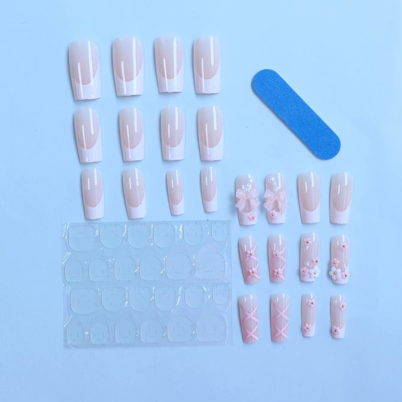 Faux ongles en forme de cercueil, 1 lime à ongles, 1 MSI, 24 pièces, N64.+ 1 lime à ongles + 1 MSI