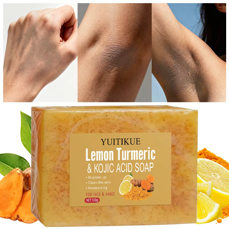 YUITIKUE savon exfoliant au citron et au curcuma illumine la peau hydrate pour le visage et les main