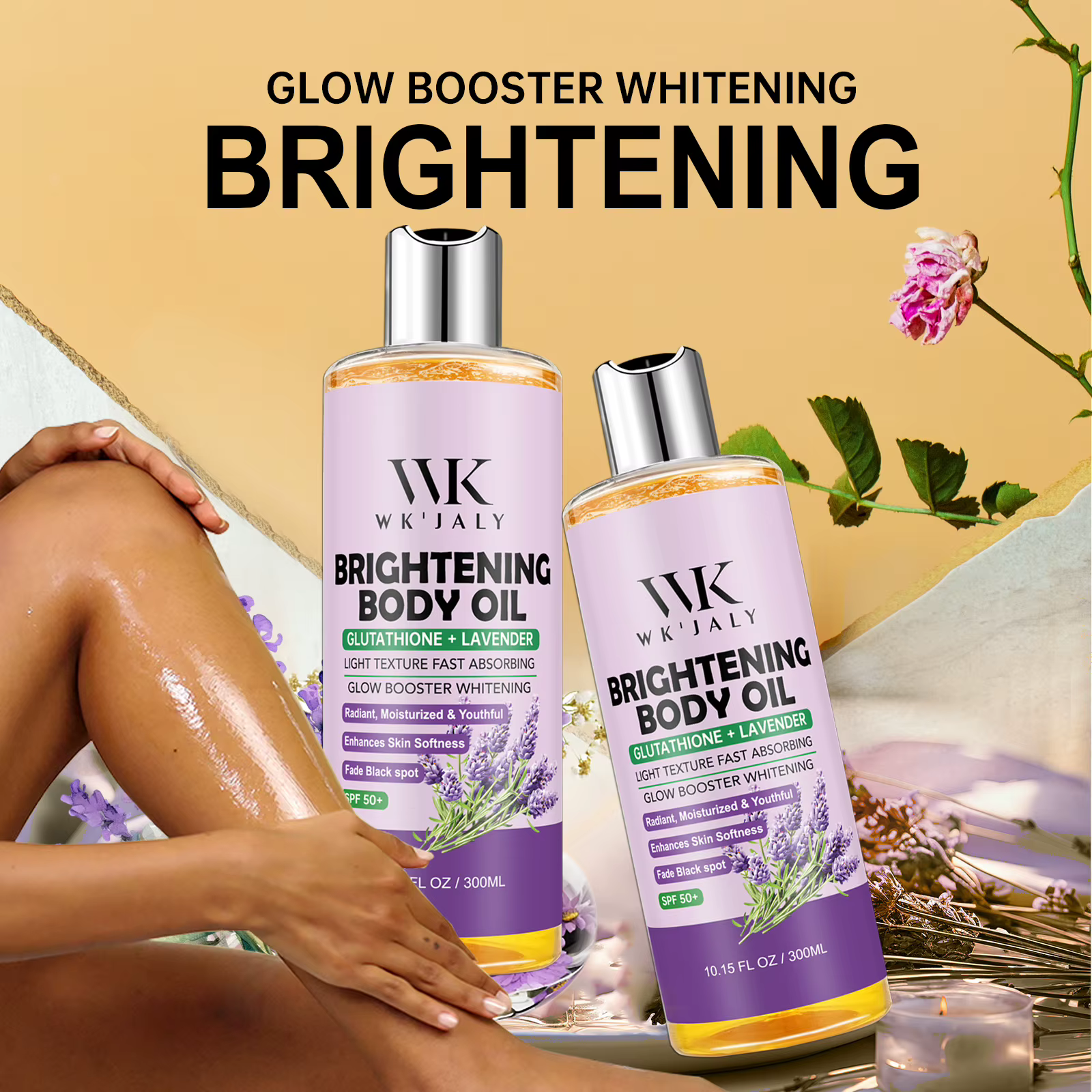 WK JALY Glow Booster huile corporelle éclaircissante blanchissante, élimine l'acné, les taches foncé