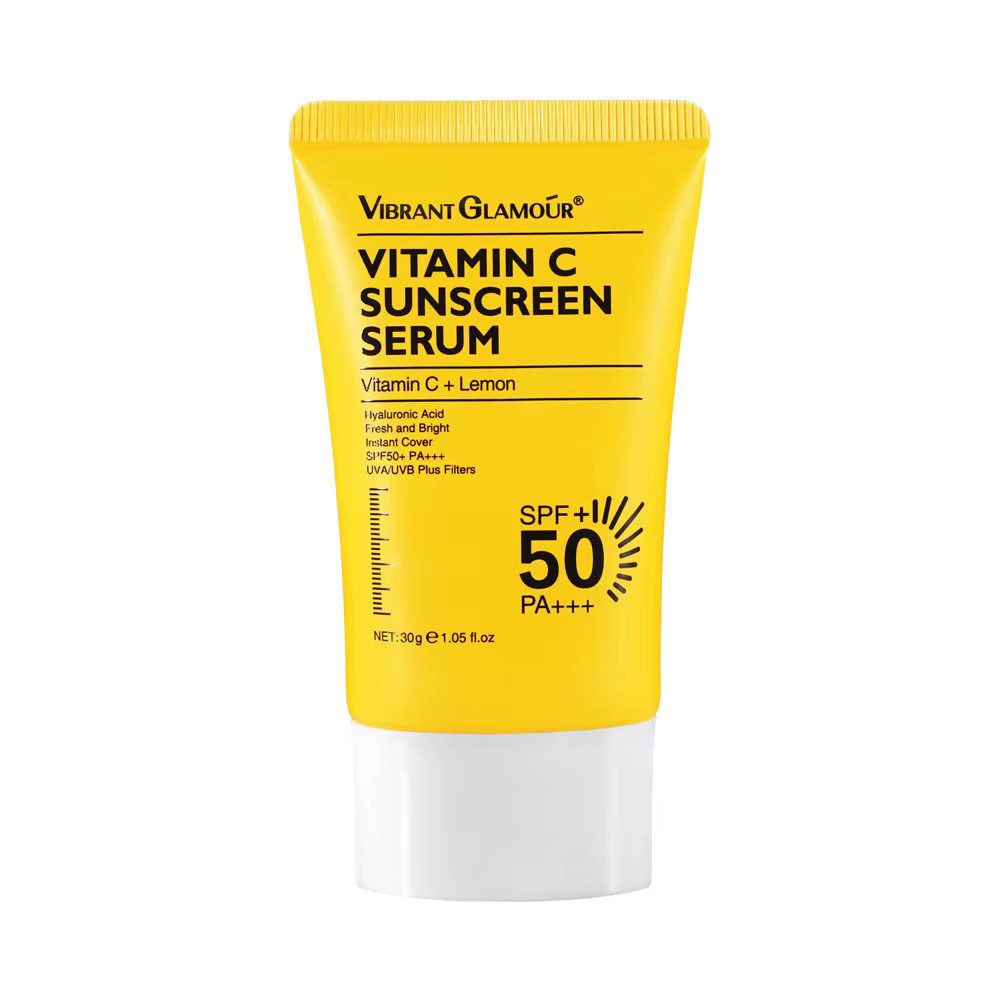 VIBRANT GLAMOUR Crème solaire à la vitamine C 30g, réparation blanchissante 2 en 1, éclaircissement 