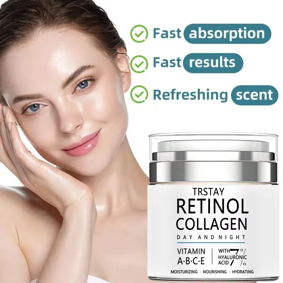 TRSTAY Crème au collagène au rétinol - nourrit, hydrate, rendant la peau plus hydratée et lisse