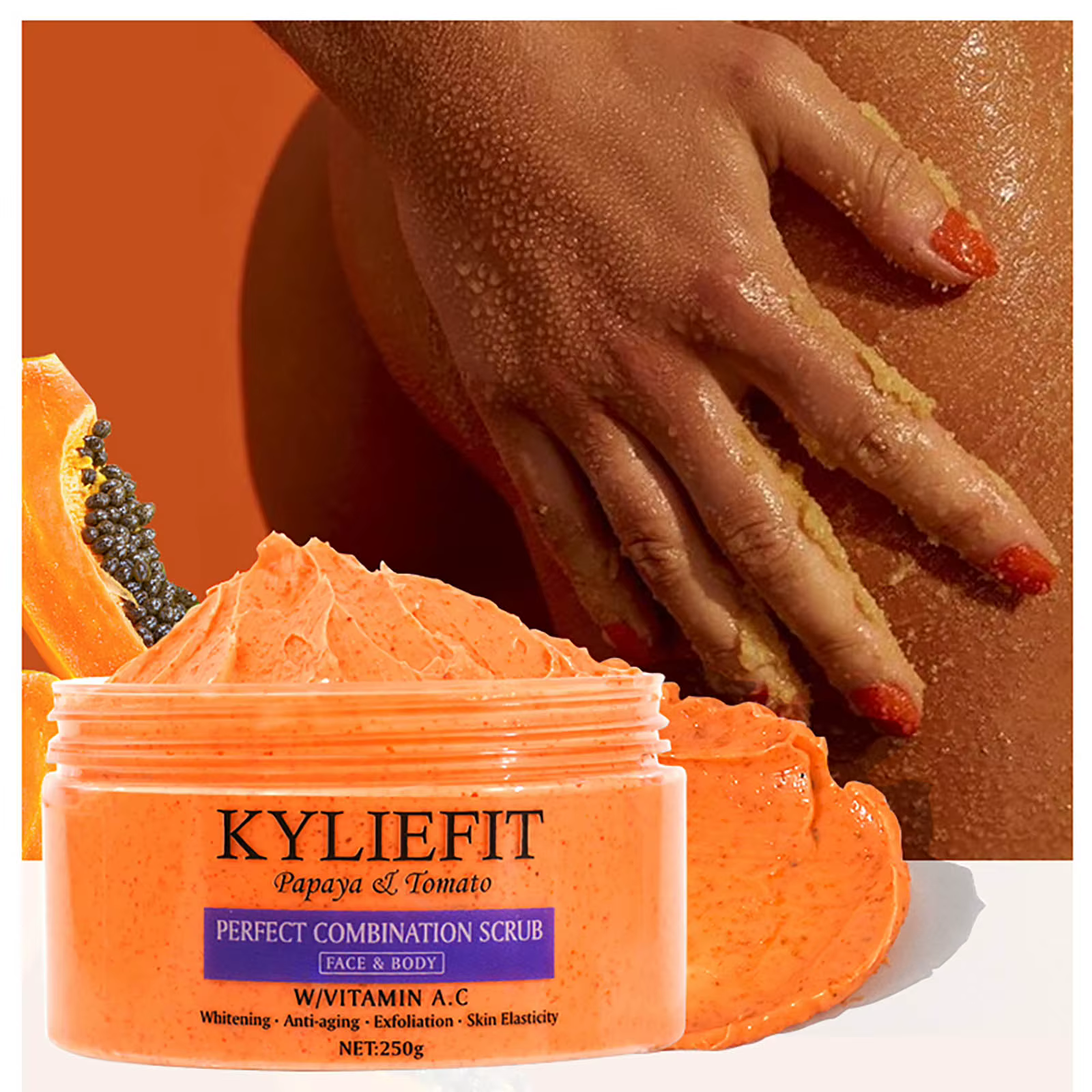 Gommage combiné papaye et tomate, réduit les taches, blanchissant, exfoliant, hydratant, peau lisse,