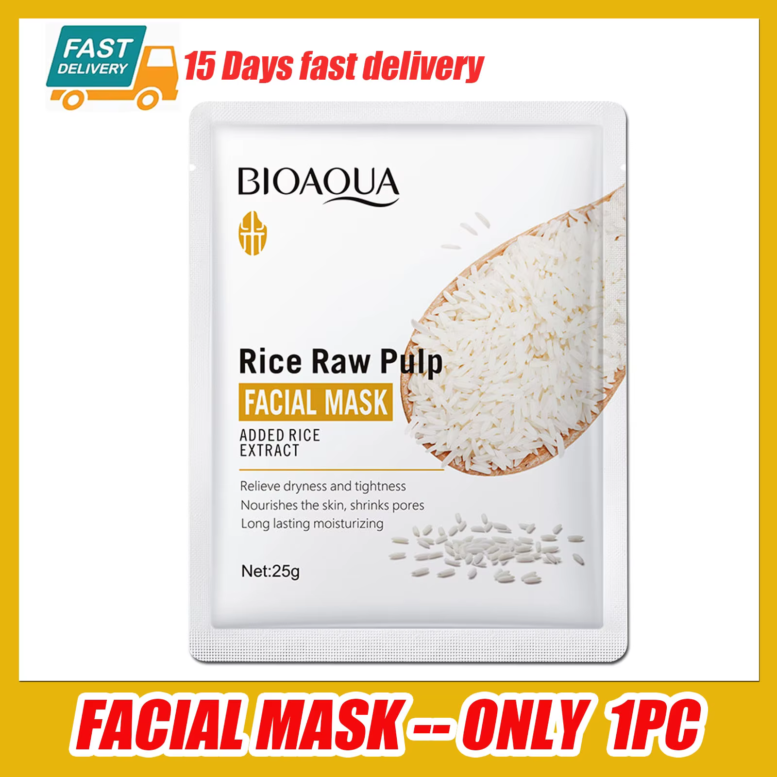 1/5/10/20 pièces Masques faciaux hydratants et raffermissants à la pulpe de riz, masque en feuille a