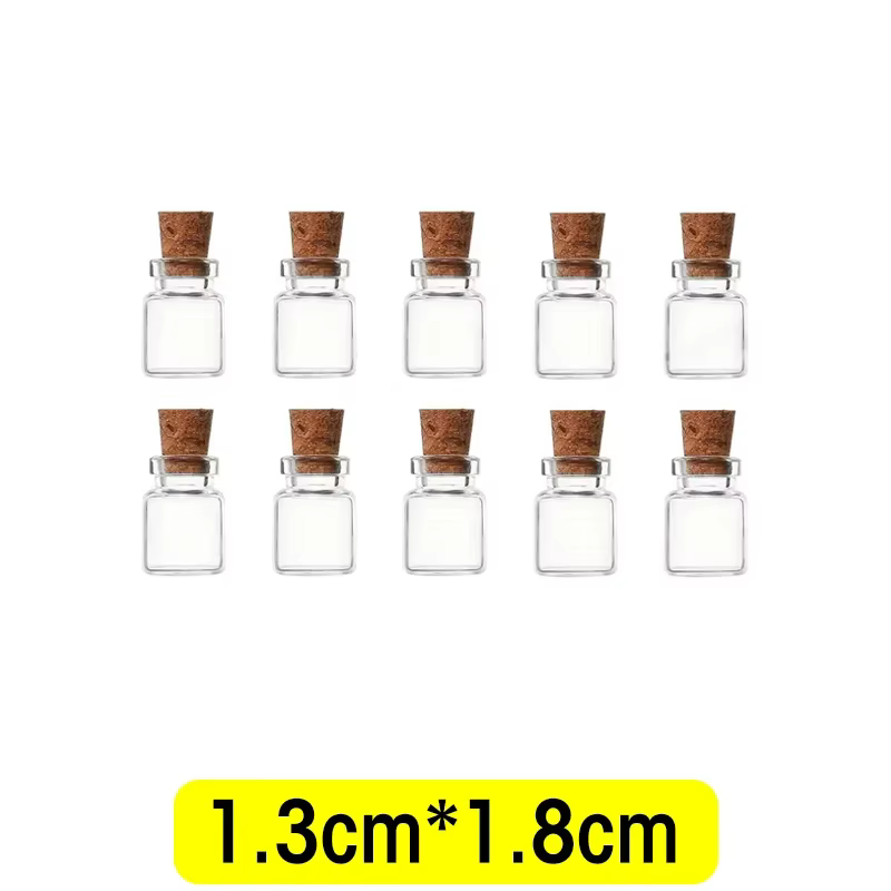 Petites bouteilles en verre avec liège, petits pots en verre vides, flacons d'art artisanal, bouteil