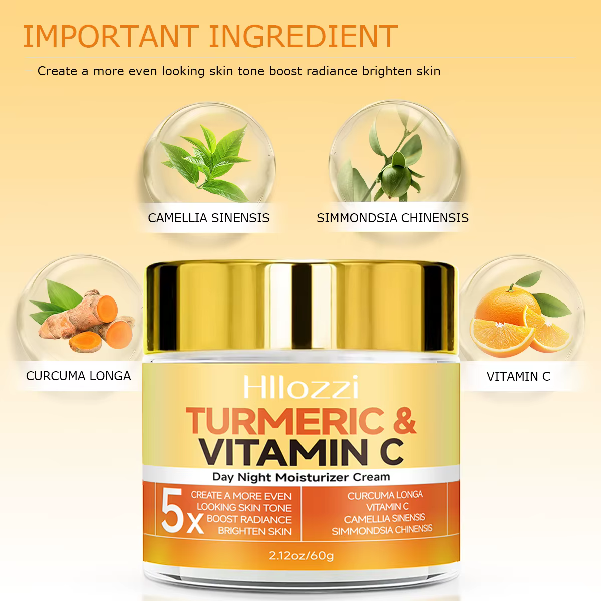 Crème hydratante jour et nuit au curcuma et à la vitamine C