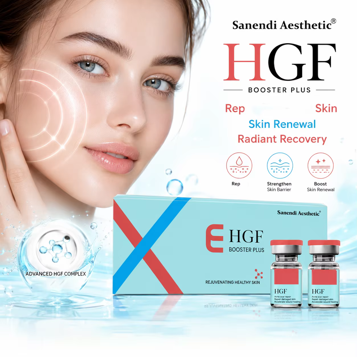 Sérum coréen Skin Booster EX-me pour une hydratation profonde du visage, ampoules lissantes eosome, solution liquide éclatante, essence Der.pen