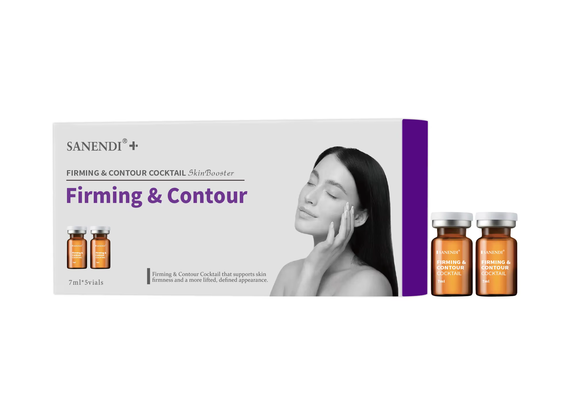 SANENDI Radiance Cocktail Booster de peau Essence hydratante et améliorant la lueur pour un look lumineux et rafraîchissant 7 ml * 5 flacons