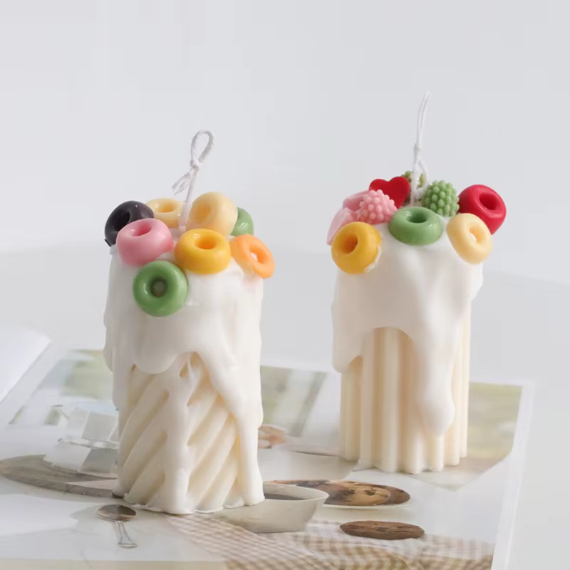 Moule à bougie à gâteau en émail crème, bricolage, cercle de beignet, décoration en Silicone, moule à biscuits au chocolat, moules en résine, outils de décoration de gâteaux