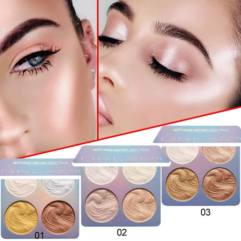 Palette de surligneur caméléon pour le visage, poudre de maquillage, illuminateur, scintillant, brillant, illuminateur