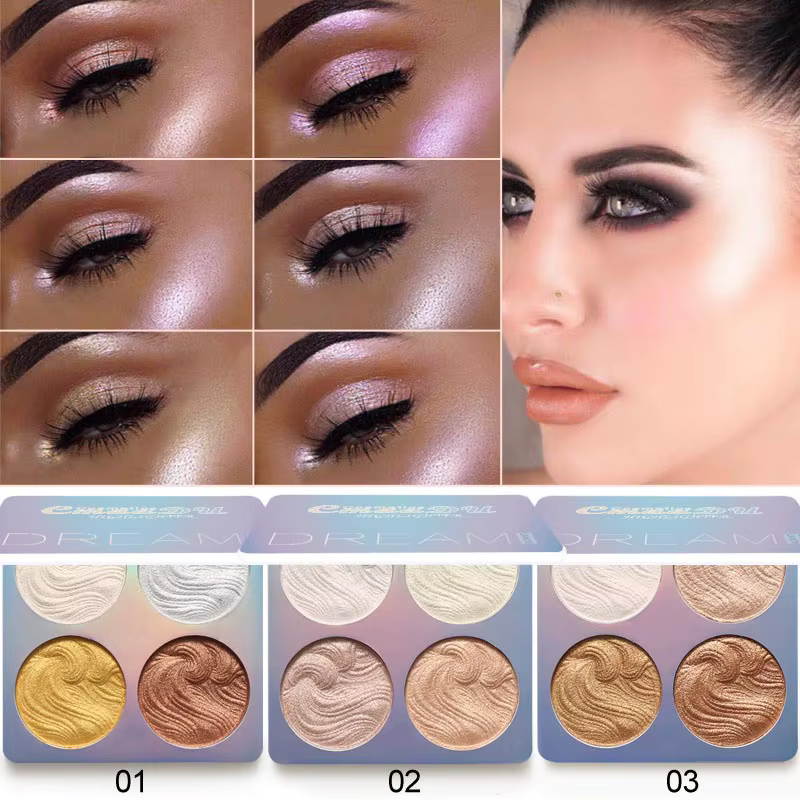 Palette de surligneur caméléon pour le visage, poudre de maquillage, illuminateur, scintillant, brillant, illuminateur