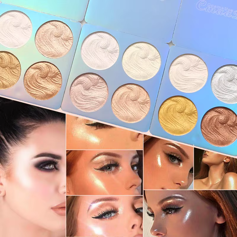 Palette de surligneur caméléon pour le visage, poudre de maquillage, illuminateur, scintillant, brillant, illuminateur