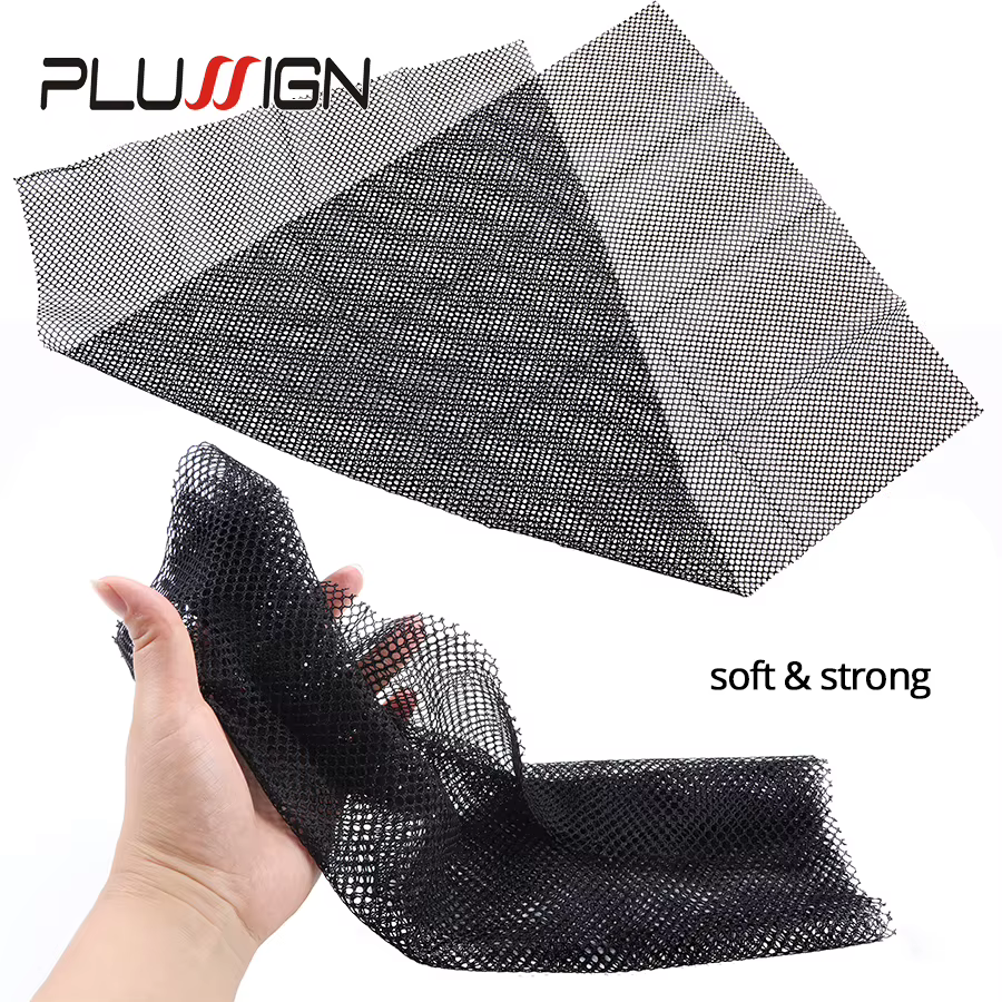Filet de tissage de cheveux en tissu respirant de taille généreuse, filet noir en Polyester de Style libre à grand trou
