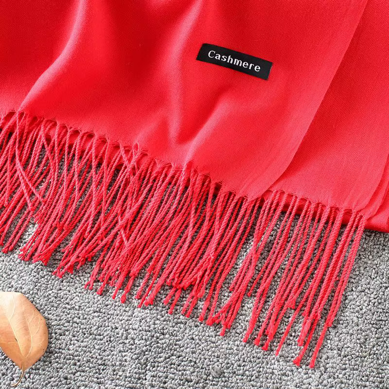 Foulards en cachemire doux pour femmes, nouvelle couleur unie, écharpe fine et longue avec pompon, châle chaud décontracté pour dames, nouvelle collection automne hiver