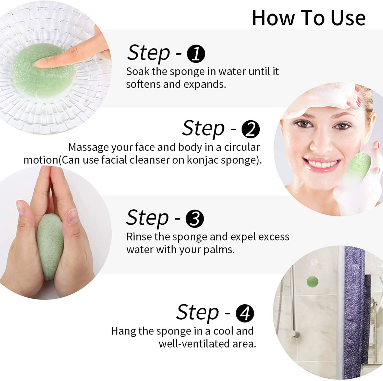 Éponge Konjac de nettoyage pour exfoliant le visage