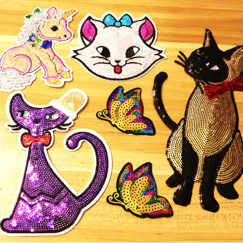 Écussons à paillettes de dessin animé pour vêtements, autocollants de bricolage, applique sur les vêtements, patch animal Nairobi Orn, gril