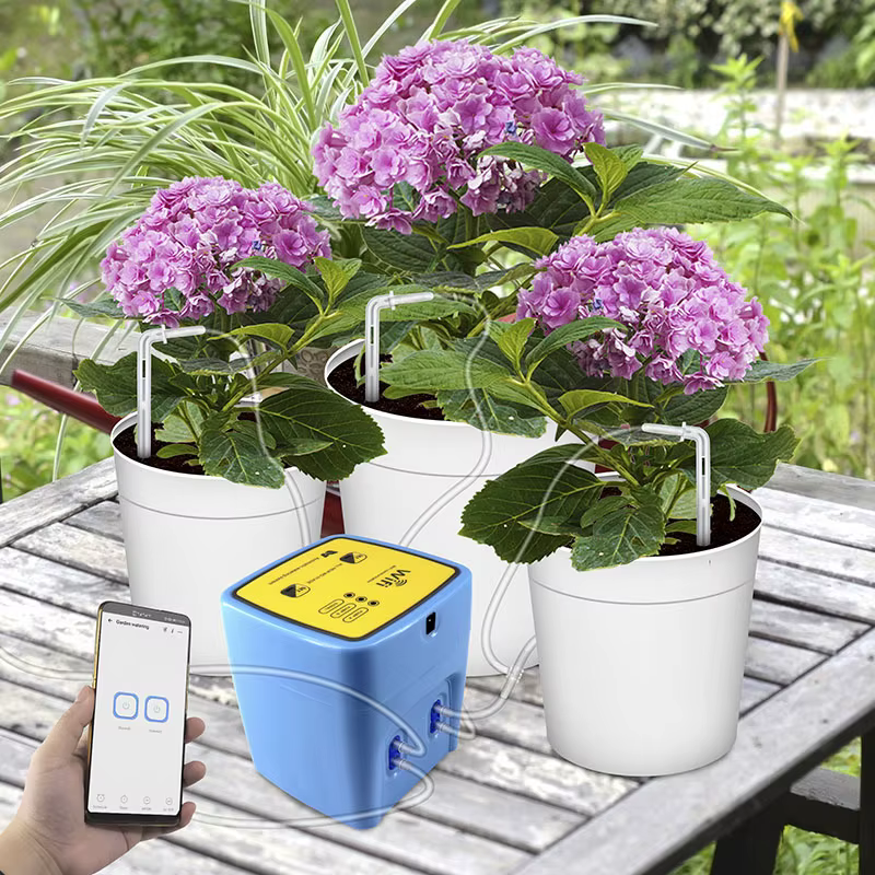 Système d'arrosage automatique intelligent pour jardin, double pompe, Wifi, télécommande mobile, kit d'irrigation goutte à goutte pour plantes