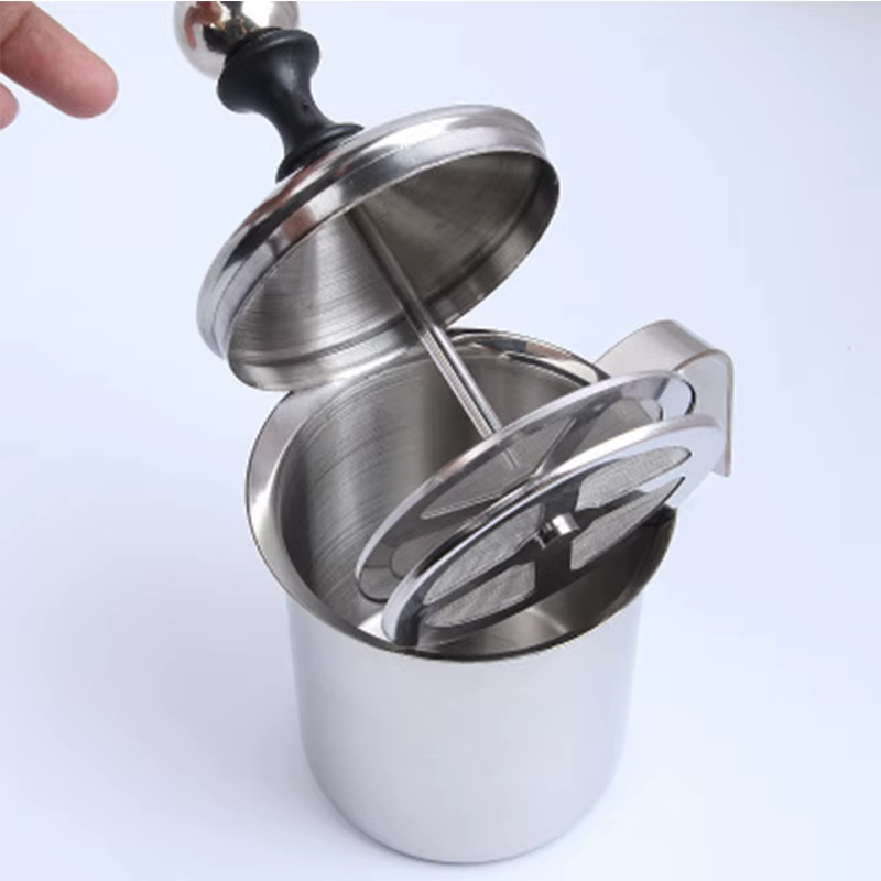 Mousseur à lait manuel 400 ml en acier inoxydable pour cappuccino, crèmeur à lait, mousseur à café, appareil de cuisine