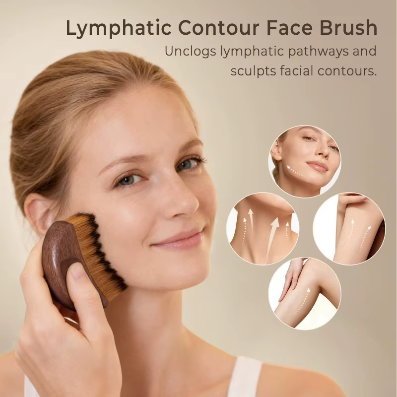 Nouvelle brosse lymphatique Walnut LymphaticContourFace pour le visage