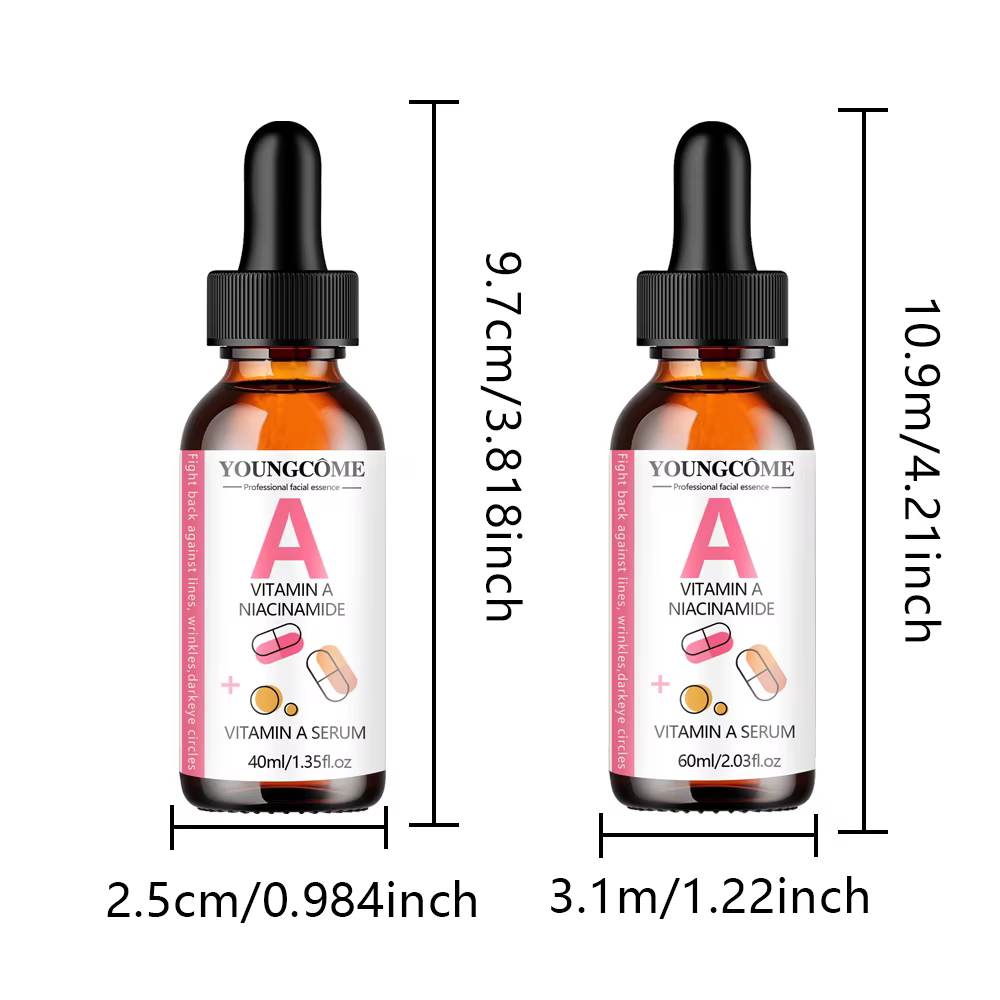 Sérum à la vitamine A avec rétinol et acide hyaluronique - Éclaircit la peau et hydrate le contour des yeux - Soin
