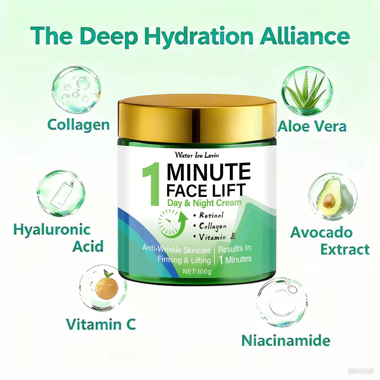 Minute Face Lift Jour Nuit Crème Rétinol Collagène Vitamine E. Lifting Visible 1