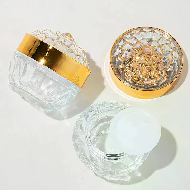 Pot de crème pour le visage en verre de luxe 50g