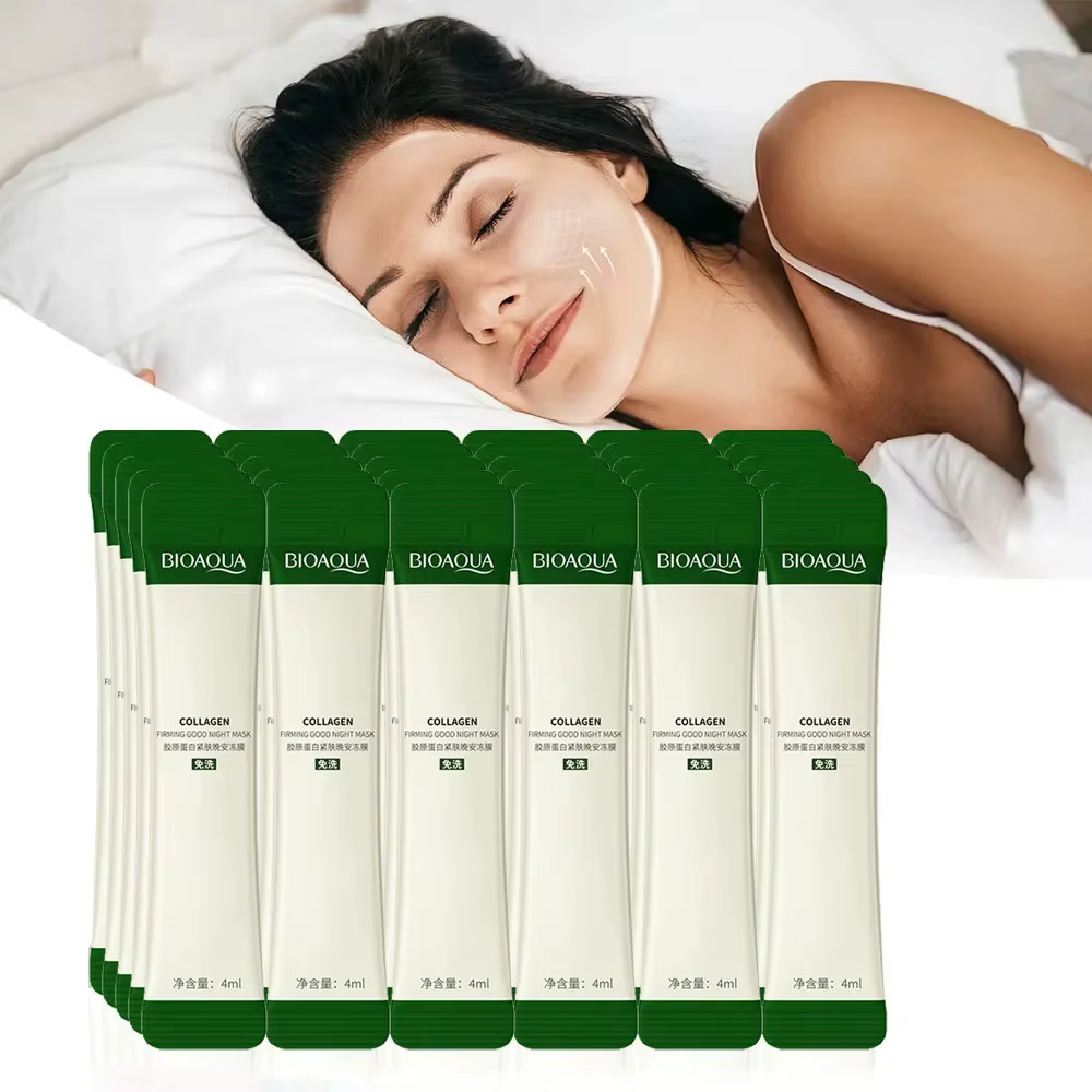 30 pièces BIOAQUA collagène dormir masques pour le visage soin de la peau hydratant éclaircissant raffermissant masque