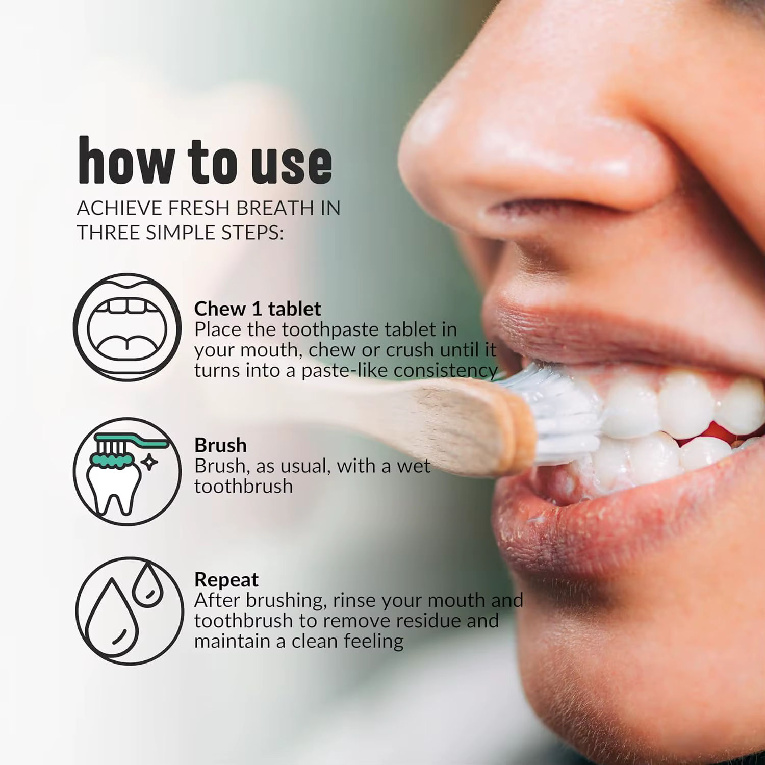 50 comprimés de dentifrice à la menthe de voyage tout-en-un comprimés à croquer, dentifrice de voyage, nettoyage en profondeur, haleine fraîche longue durée