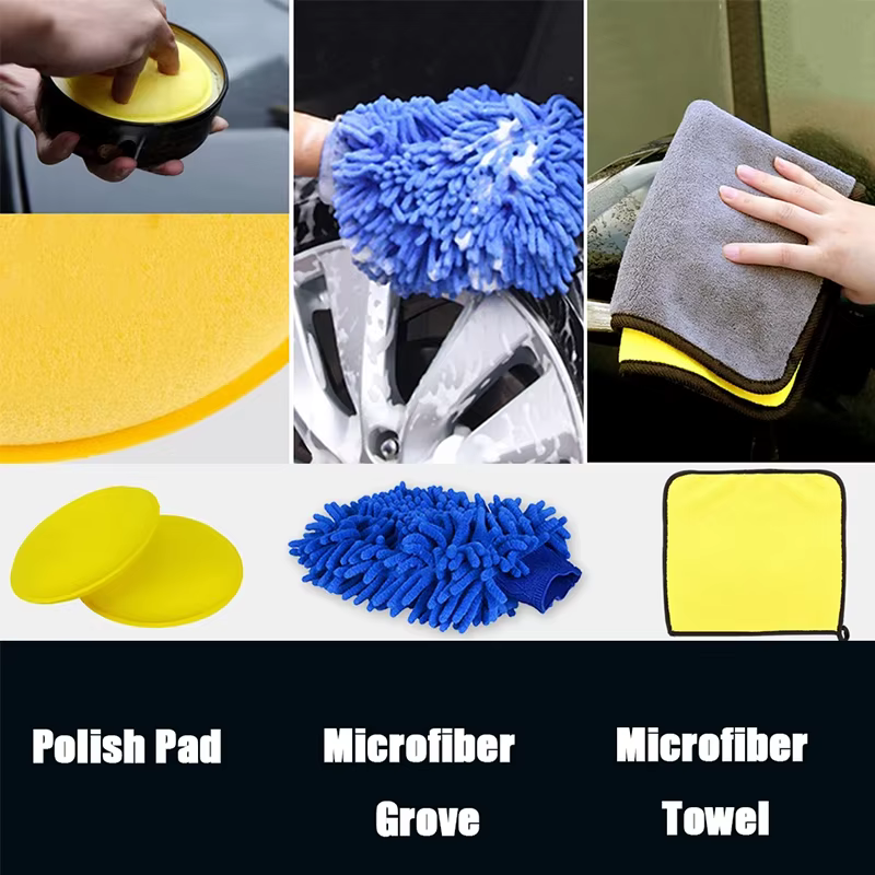 Kit de nettoyage de voiture SEAMETAL : Brosse de detailing, serviette de lavage, gant de lavage, éponges, outils d'entretien automobile, accessoires de lavage intérieur et extérieur