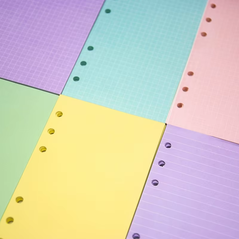A5 A6 40 feuilles coloré feuilles mobiles cahier recharge spirale classeur Index papier Pages intérieures planificateur quotidien ligne grille Agenda blanc