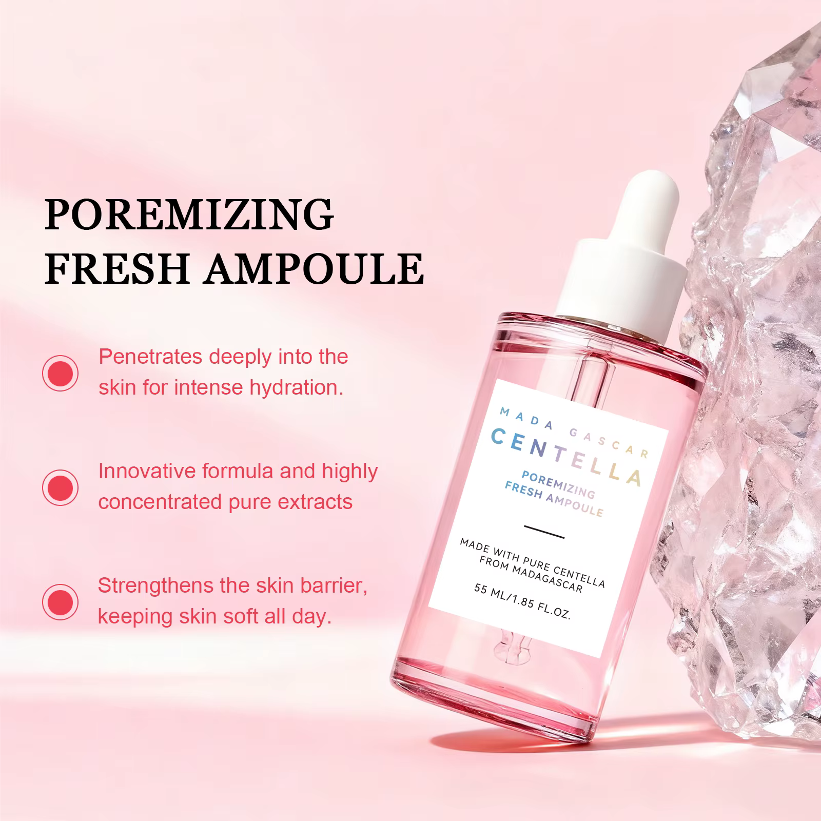 Sérum Éclaircissant à la Centella et au Niacinamide 55ml - Ampoule Hydratante qui Apaise le Teint Inégal et Booste