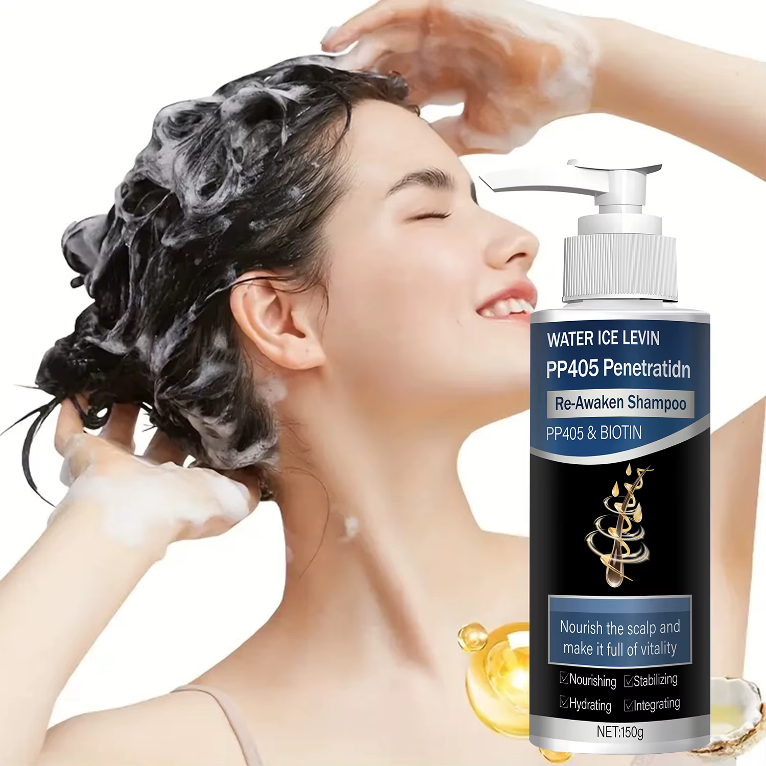 Shampooing Croissance Cheveux 1+1 Pack 150g Avec Biotine Collagène Kératine Vitamine C PP405 Pénétration Hydratant Réparation Soin Capillaire Pas Cher